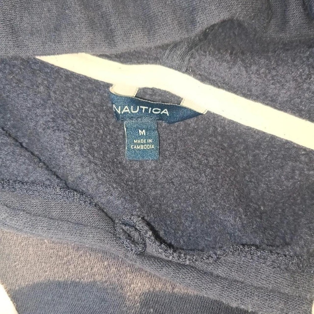 Nautica Mens Navy Blue Fleece Pullover Hoodie Sweatshirt Size M